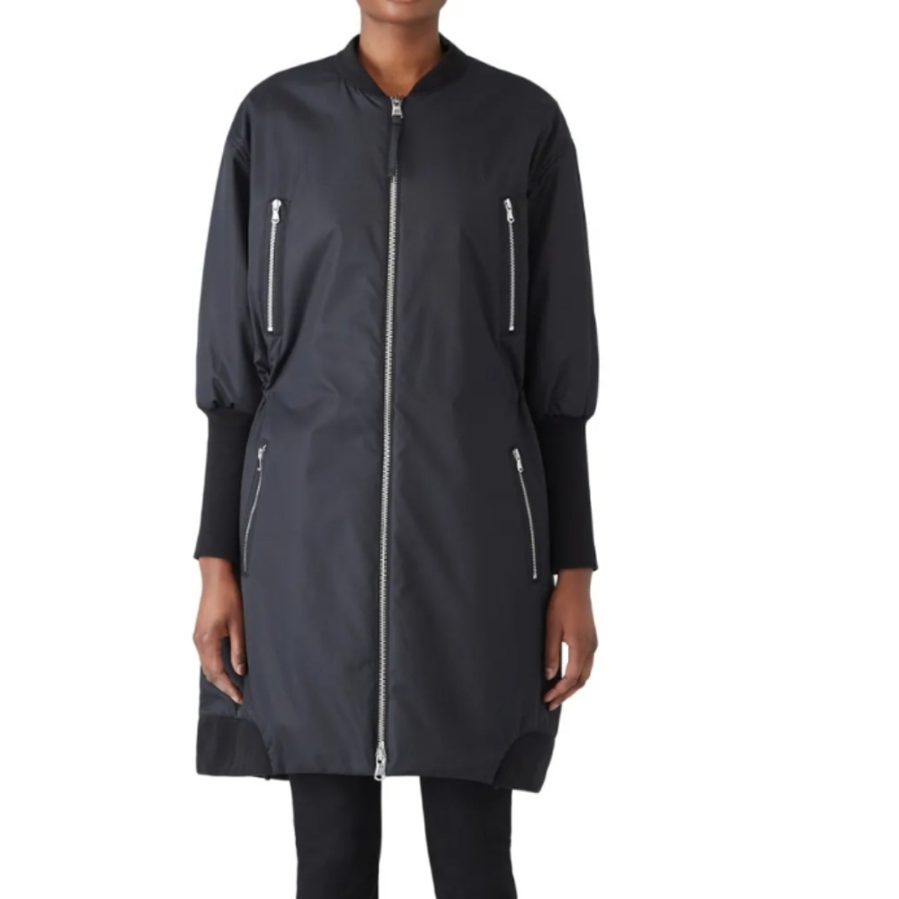 Black Long Zip-Up Coat